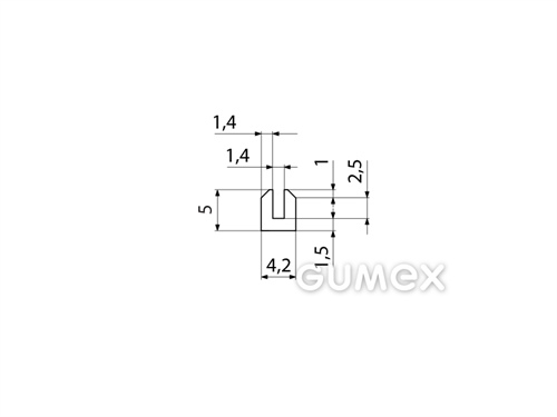 "U" Silikonprofil, 5x4,2/1,4mm, 45°ShA, -60°C/+180°C, transparent, 